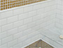 Subway tile with glass tile accents