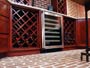 Wine cellar cabinets and brick floor tile